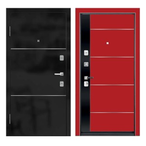 Входная дверь Ле-гран black matte / red gloss